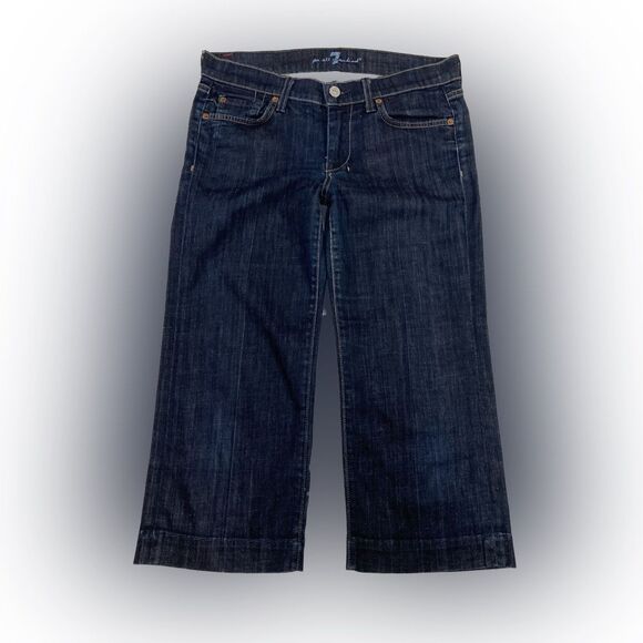7 For All Mankind Jeans Women’s 28 Blue Denim Dojo Cropped Designer Casual - Picture 1 of 13